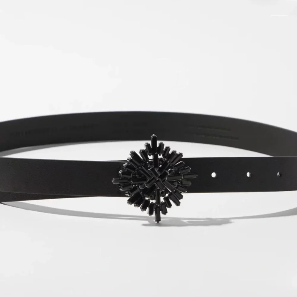 WHBM HEMATITE STARBURST BUCKLE BELT